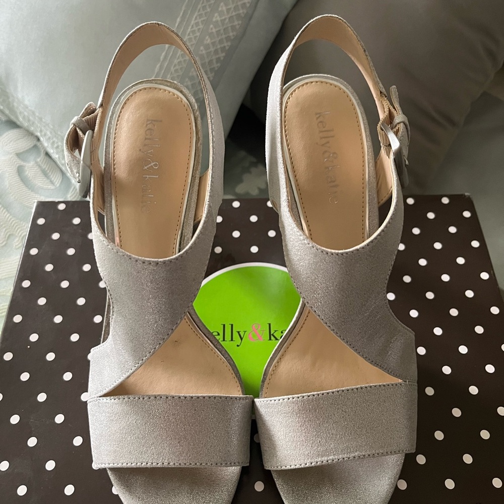 Kelly & Katie Metallic Silver Slingback Heels